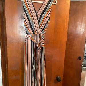 Striped belted jumpsuit
